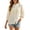 Beige, variant on Y-Sunset Women Floral Embroidered Cotton Linen Blouse, Mandarin Collar 3/4 Puff Sleeve Button Down Shirt, Summer Boho Casual Going Out Top(Beige/L)