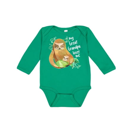 

Inktastic My Great Grandpa Loves Me Cute Sloth and Baby Gift Baby Boy or Baby Girl Long Sleeve Bodysuit