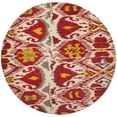 thumbnail image 3 of SAFAVIEH Ikat Coco Southwestern Wool Area Rug, Ivory/Red, 6' x 6' Square, 3 of 9