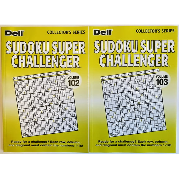 Issues 102 and 103 of the Sudoku Super Challenger. Sunday Size 16 Grid Puzzles by Penny Press Dell Collector's Series