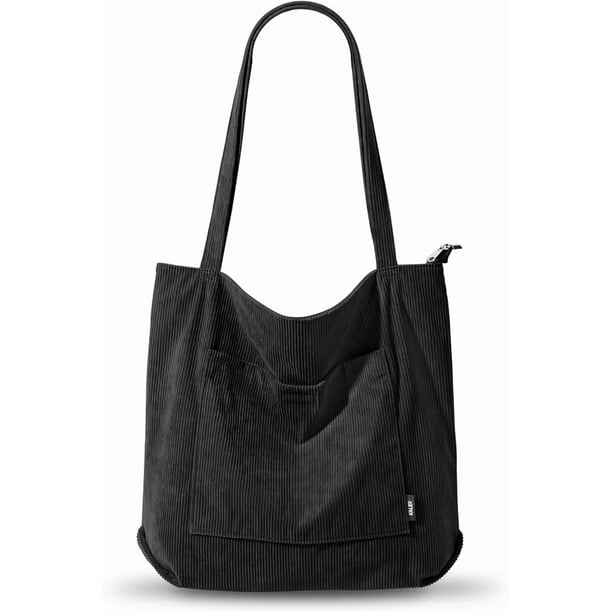 Bolso de pana con cremallera, impermeable, para mujer, con bolsillos y compartimentos, de gran capacidad, para el hombro.