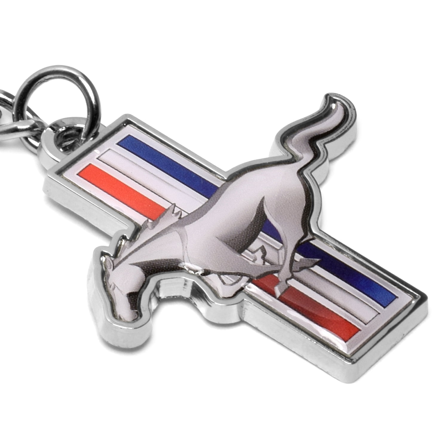 iPick Image for Ford Mustang Tri-Bar Full-Color Die-Cut Metal Key Chain, Key-Charm, Official Licensed