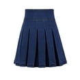 thumbnail image 3 of A2Y Women's Zipper School Uniform Denim Flare Mini Skirts Dark Navy L, 3 of 3