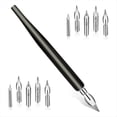 thumbnail image 1 of Juego de Plumas Cómicas 11 Piezas, con Puntas Repuesto Pluma Acero Inoxidable 10 Piezas para Escribir, Dibujar, Firmar, Dibujar, 1 of 6