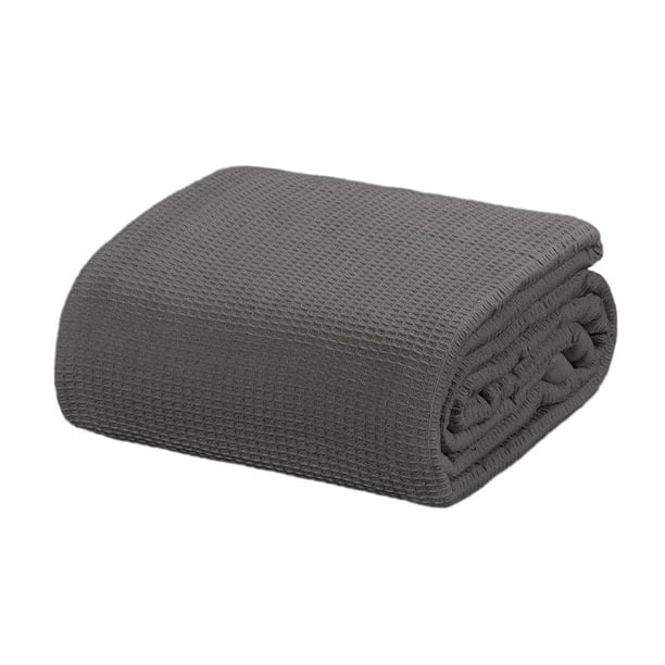 Crover Cobija Térmica Individual de Algodón Waffle para Todas las Estaciones, Color Gris Oscuro