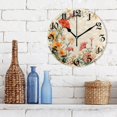 thumbnail image 3 of Wall Clock 10 Inch Silent Non-Ticking 8 Flowers on Yellow Battery Operated Rustic Retro for Living Room Home Kitchen Bathroom, 3 of 7