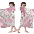 thumbnail image 4 of Pioneer Flower Floral Print Pattern Hooded Bath Towel，60"x35" for Ages 3 To 12 Kids, Quick Dry Lightweight Soft Microfiber Hood Beach Towel Cover Up for Kids, 4 of 7