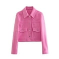 thumbnail image 2 of Herrnalise Jackets For Women Fashion Long Sleeve Hoodless Casual Outwear Winter Warm Jacket Pink,S, 2 of 5