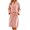 Pink, variant on Womens Embroidered Fleece Robe Shawl Collar Ribbed Mid Length Bathrobe with Pockets