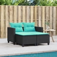 thumbnail image 4 of vidaXL Patio Sofa 2-Seater with Stools Black Poly Rattan, 4 of 10