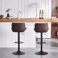 thumbnail image 5 of YOUNIKE Bar Stools Set of 2 Brown PU Soft Cushion Adjustable Swivel Counter Stools, 5 of 10