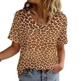 thumbnail image 4 of Ceisia Men's Classic Brown-Yellow Leopard Print Crew Neck T-Shirts, Stretchy Breathable Casual Short Sleeve Tops Gifts, 4 of 9