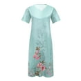 thumbnail image 5 of Summer Saving Wycnly Summer Dresses for Women Beach Boho Fashion Pocket Plus Size Swing Tunic Long Sundresses 2024 Short Sleeve V-Neck Floral Print Maxi Formal Dress Light Blue m, 5 of 5