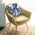thumbnail image 2 of Throw Pillow Covers 18x18 Inch, Navy Blue Octopus Coastal Decorative Pillow Cases for Couch Sofa Bed, Nautical Summer Beach Rustic Cotton Linen Square Home Decor Pillowcases with Hidden Zipper, 2 of 7