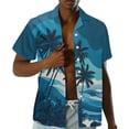 thumbnail image 3 of Garronmavis Couple Outfits Matching Sets Blue Palm Tree Mens Button Down Shirt Beach Tops and Polyester Women's Tank Dress Irregular Hem Midi Sundress with Pocket, 3 of 7