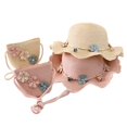 thumbnail image 4 of Sombrero de paja con encaje de verano para niñas, sombrero de ala grande a la moda para padres e hijos, conjunto de bolso de encaje con colgante de flores para viajes, 4 of 6