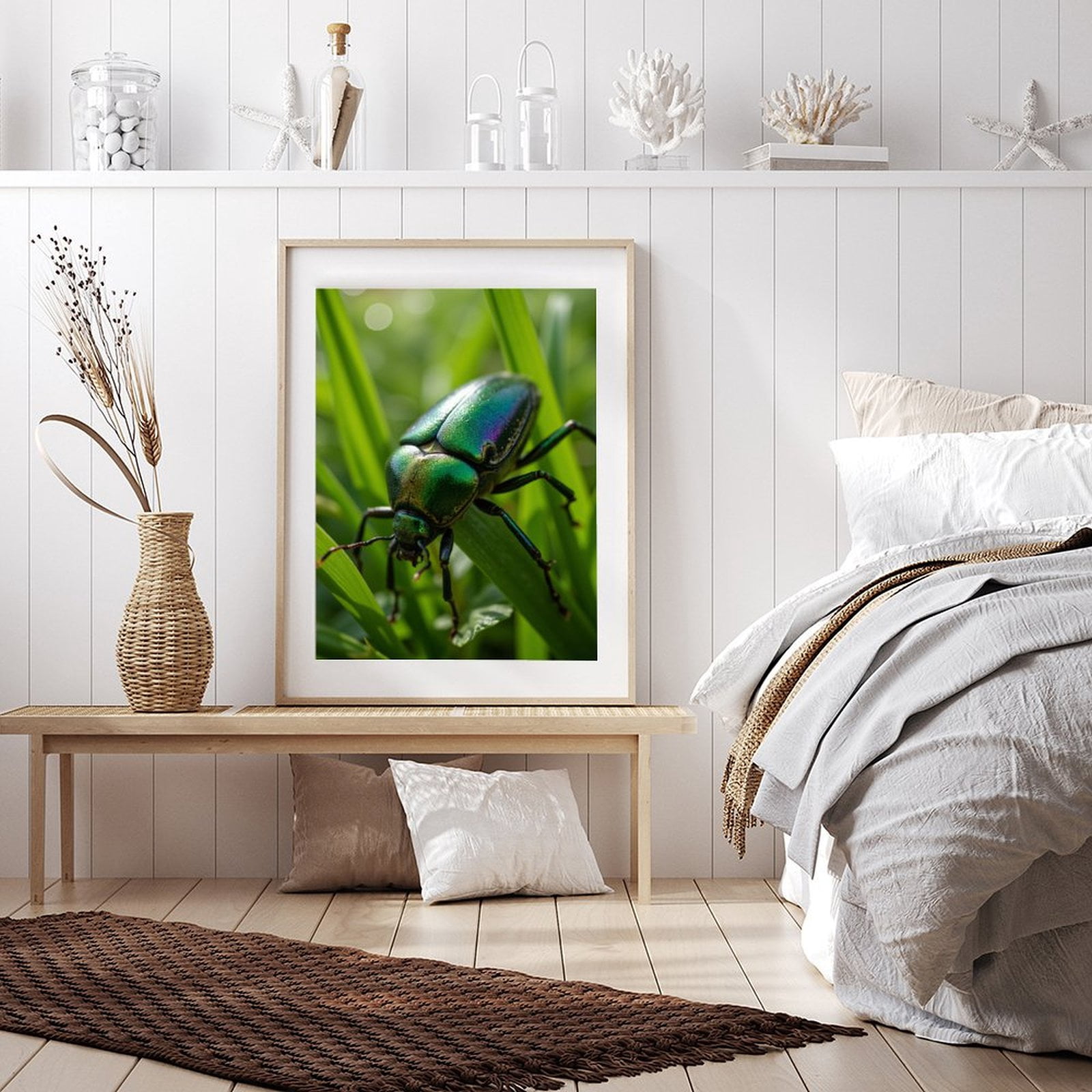 Diamond Art Kits for Adults - 5d Iridescent Beetle On Greenery Diamond Painting for Adults, Diamond Art for Adults Beginners, Diamond Painting Kits for Adults for Home Wall Decor