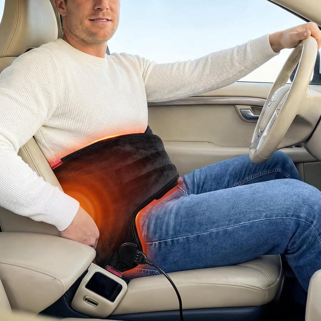 FeBohao Car Heating Pad for Drivers: Max 70℃ Extra Hot & 3S Instant Heat for Back Pain & Muscle Stiffness Deeper Relief - Adjustable Electric Pad for 12V/24V Vehicles from Long Road Trips and Camping