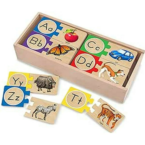 Melissa & Doug Self-Correcting Alphabet Wooden Puzzles With Storage Box (52 pcs)