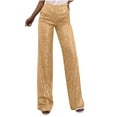 thumbnail image 3 of Taylonsss Women'S Solid Color Sequined Fashion Casual Straight-Leg High-Waisted Pants, 3 of 5