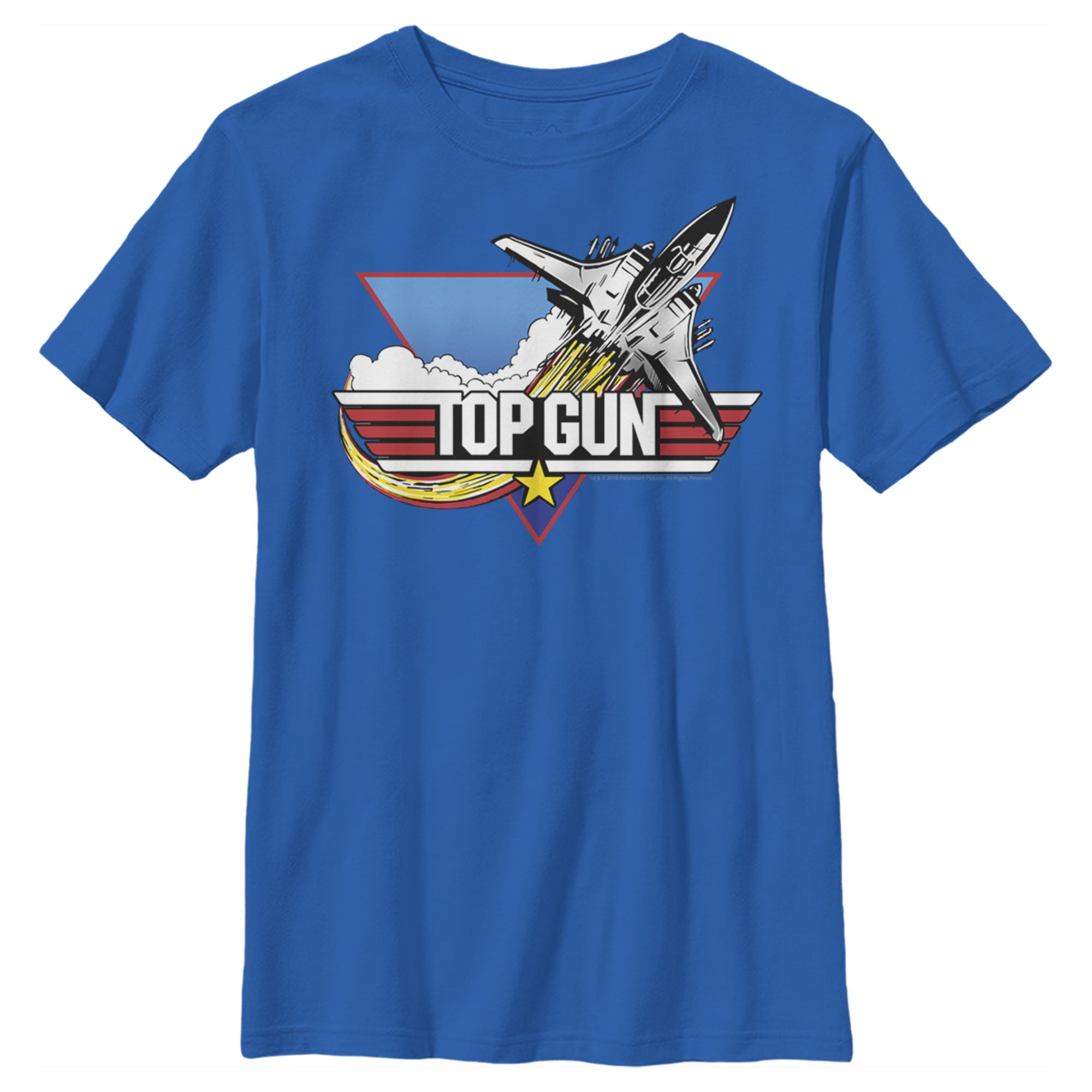 Boy's Top Gun Fighter Jet Logo Graphic Tee Black Large