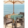thumbnail image 2 of Outdoor Tablecloth with Umbrella Hole and Zipper, Farmhouse Teal Blue Brown Square Table Cloth 54x54 Inch Waterproof Tablecloth, Vintage Wooden Striped Picnic Table Cover for Patio Camping, 2 of 7