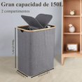 thumbnail image 2 of Cesto para Ropa Sucia, 150L Cesta de Lavandería Dividida Plegable de Gran Capacidad con 2 Bolsa Extraíble Tapa para Lavar, Para Baños Sala de Estar, Dormitorio y Lavandería (Gris, 150L), 2 of 9