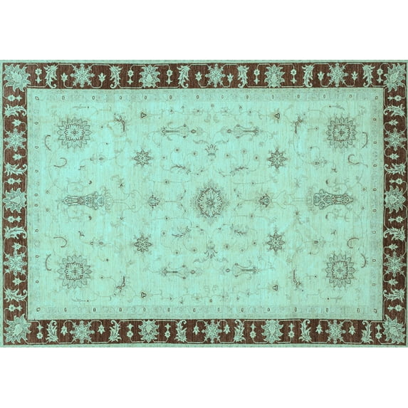Ahgly Company Indoor Rectangle Oriental Light Blue Traditional Area Rugs, 8' x 10'