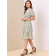 thumbnail image 4 of Unique Bargains Robe Midi Smockée à Carreaux en Chiffon pour Femmes, 4 of 6