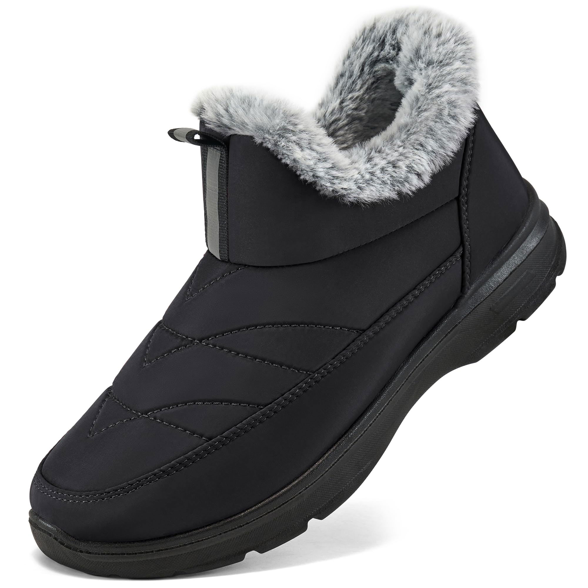 Ecetana Women's Waterproof Slip-On Snow Ankle Boots