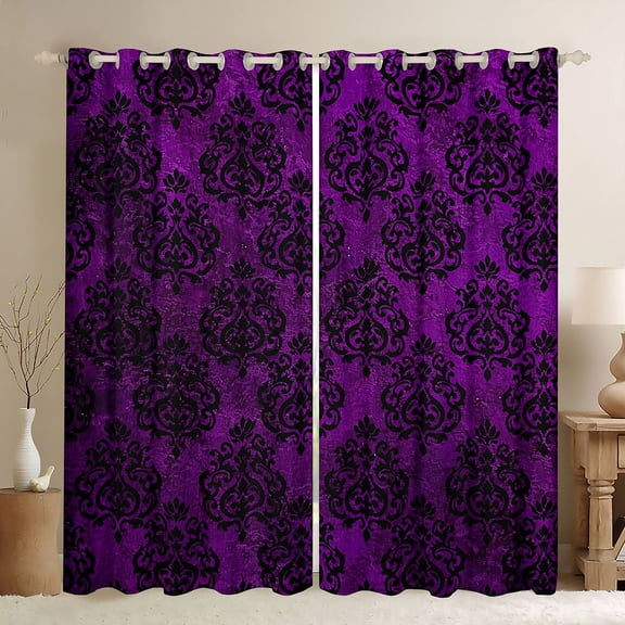 Castle Fairy Boho Exotic Style Damask Blackout Curtains Set of 2 (52x84 Each) for Female Men Women,Retro Vintage Bohemian Flower Window Curtains,Traditional Floral Curtains and Drapes Bedroom Decor