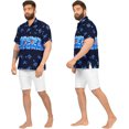 thumbnail image 4 of HAPPY BAY Men's Hawaiian Button Up Short Sleeve Beach Caribbean Shirt Holiday Halloween Costumes Cruise Shirts for Men XS Skull Crossbones Navy, 4 of 6