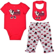Disney Baby-Girls Newborn Minnie Mouse 3 Piece Bow Print Bib Set