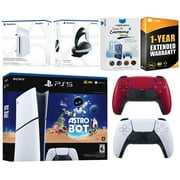 Sony PlayStation 5 Slim Digital Astro Bot Bundle with Disc Drive, Extra Controller, MightySkins Voucher and 1 Year Extended Warranty - Volcanic Red