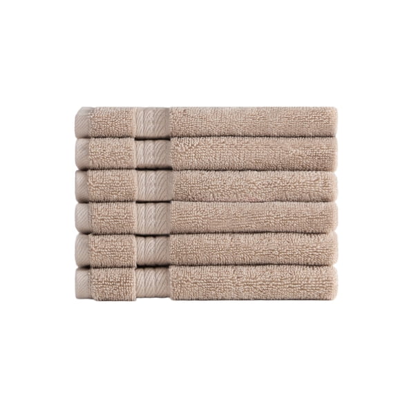 Ozdilek 6-Piece Washcloth Set 13x13 Bath Towels 100% Turkish Cotton, 600 GSM, Soft, Gentle on Sensitive Skin,Purpose Use, Washable, Reusable, Ideal for Baby Care & Spa 6 Towels (Seahorse Beige)