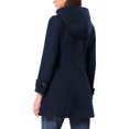 thumbnail image 3 of INSPIRE CHIC Winter Pea Coat for Women Mid-thigh Hooded Trench Toggle Duffle Overcoat with Pockets XS Dark Blue, 3 of 6
