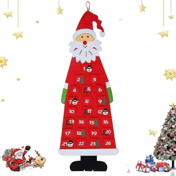 Calendario de Adviento para Rellenar Niños, Calendario de Adviento de Tela, Calendario de Navidad Papá Noel Autorellenable, Calendario de Adviento Bolsas, Calendario de Navidad para Rellenar