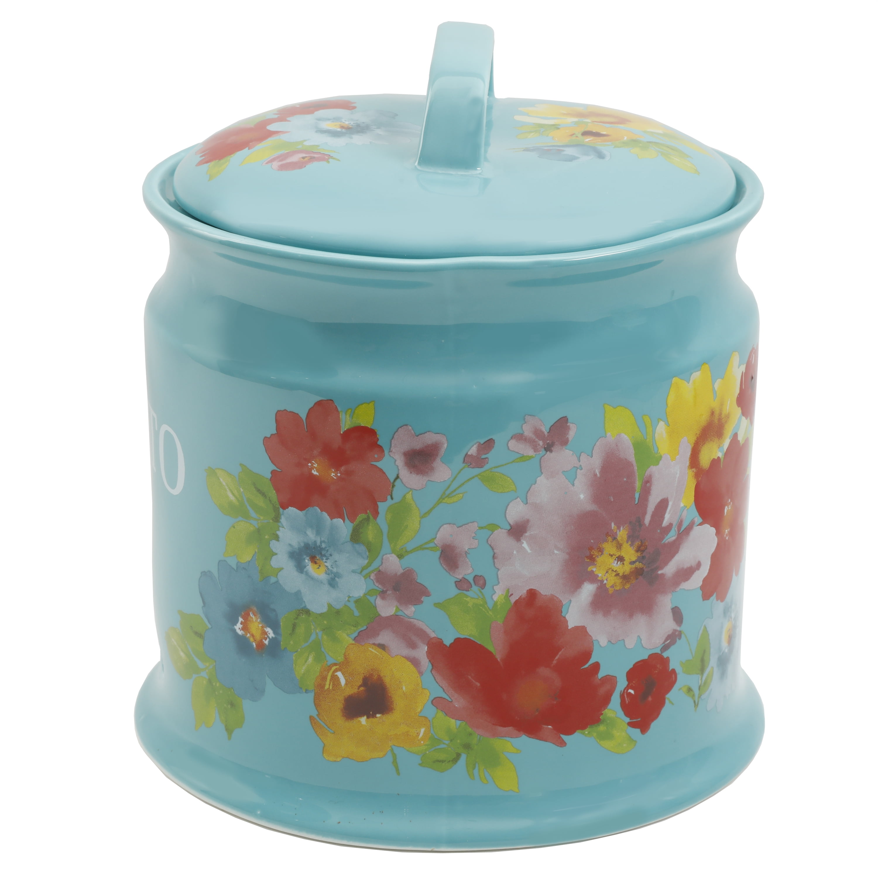 The Pioneer Woman Breezy Blossoms 9.5-Inch Teal Stoneware Potato Keeper