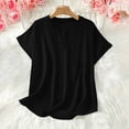 thumbnail image 5 of CBASIHI Womens Oversized Short Sleeve Tops- Casual V Neck Summer Vintage Basic T Shirts Black Size S, 5 of 9