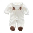 thumbnail image 5 of Winter Warm Newborn Baby Boy Girl Fleece Jumpsuit Hooded Romper Coat Outwear White 0-3 Months, 5 of 14