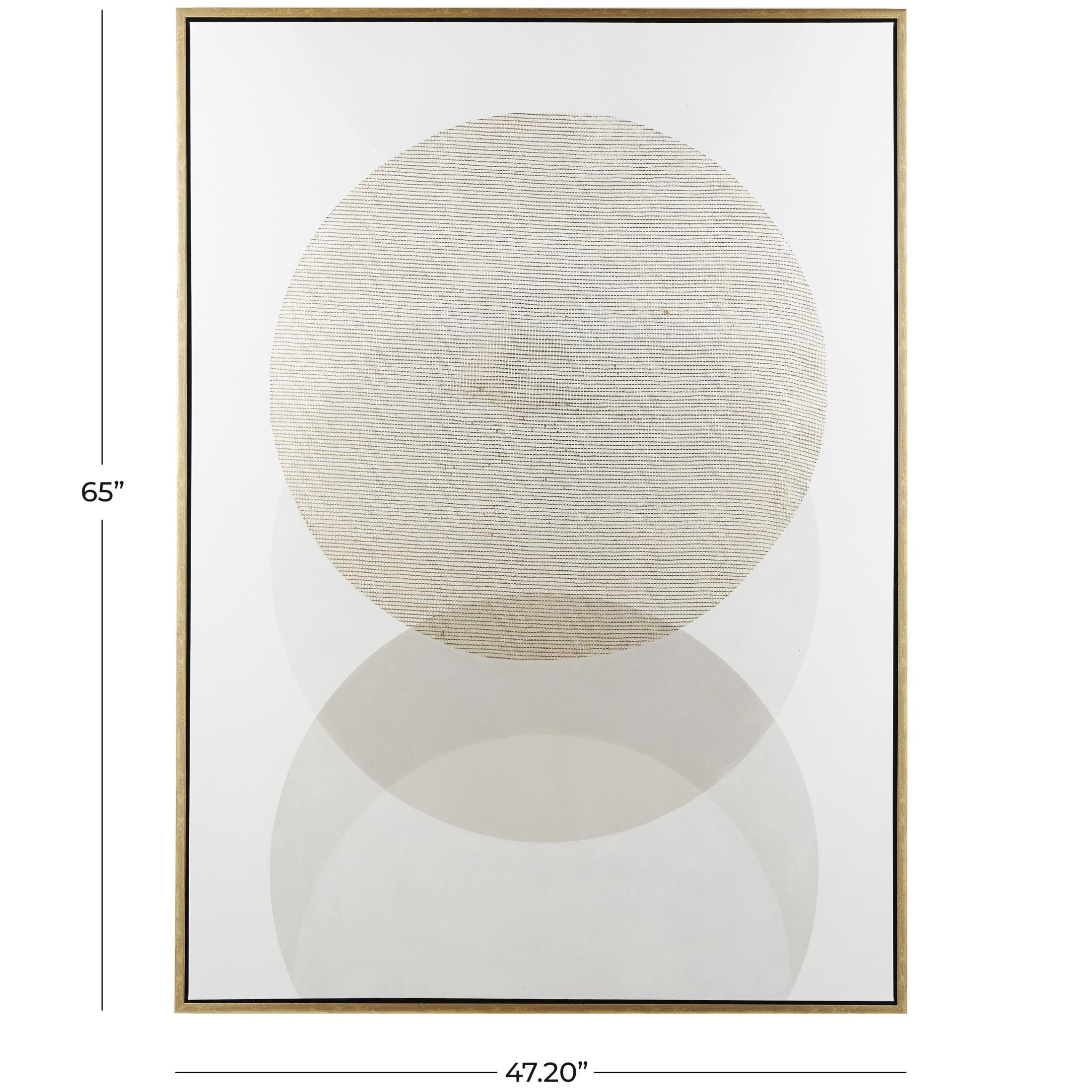47" x 65" Overlapping Circle Geometric Framed Wall Art with Gold Grid Details, by DecMode