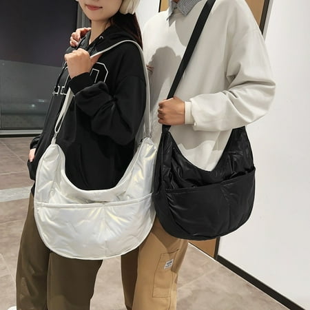 CoCoMangos Minimalist Dumpling Bag Autumn/winter Shoulder Crossbody Bag Large Capacity Couple Class Commuting Cotton Coat Bag Retro Back