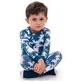 thumbnail image 4 of Sleep On It Toddler Boys 2-Piece Super Soft Jersey Snug-Fit Pajama Set with Matching Socks - Tie-Dye Clouds - Navy, 2T, 4 of 4