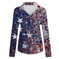 thumbnail image 4 of HEILAU Independence Day Shirts for Women American Flag Long Sleeve Button Down Shirt 3D Printed Washed Refreshing 4th of July Tops, 4 of 5