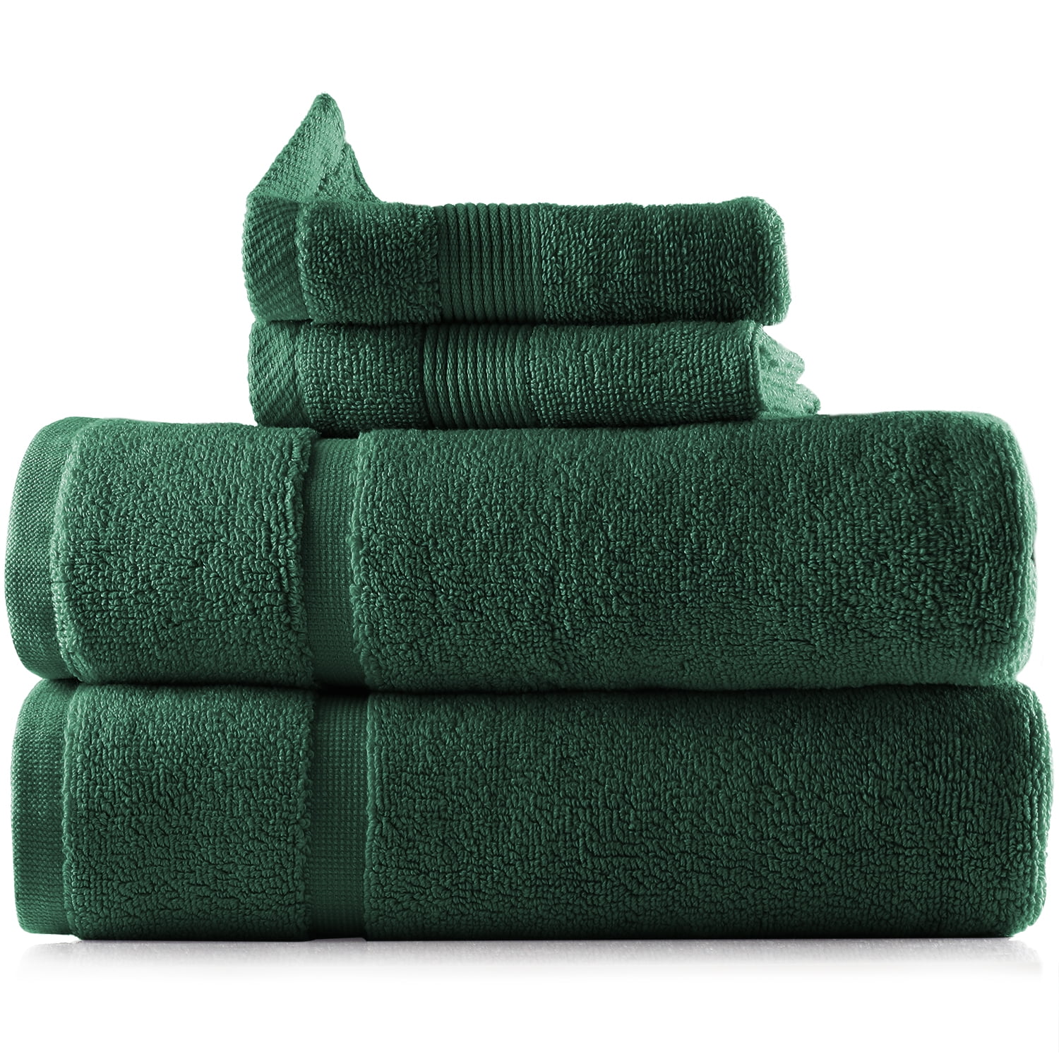 Clara Clark Bath Towels Set, 100% Cotton Luxury Softness 4 Pc Set, Hunter