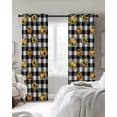 thumbnail image 4 of Pumpkin Blackout Curtains for Bedroom Living Room Darkening Curtains 54 Inch Long Sunflower Buffalo Plaid Black White Check Short Curtain for Small Window Treatment Insulated Grommet Drapes 52"x54"x2, 4 of 9