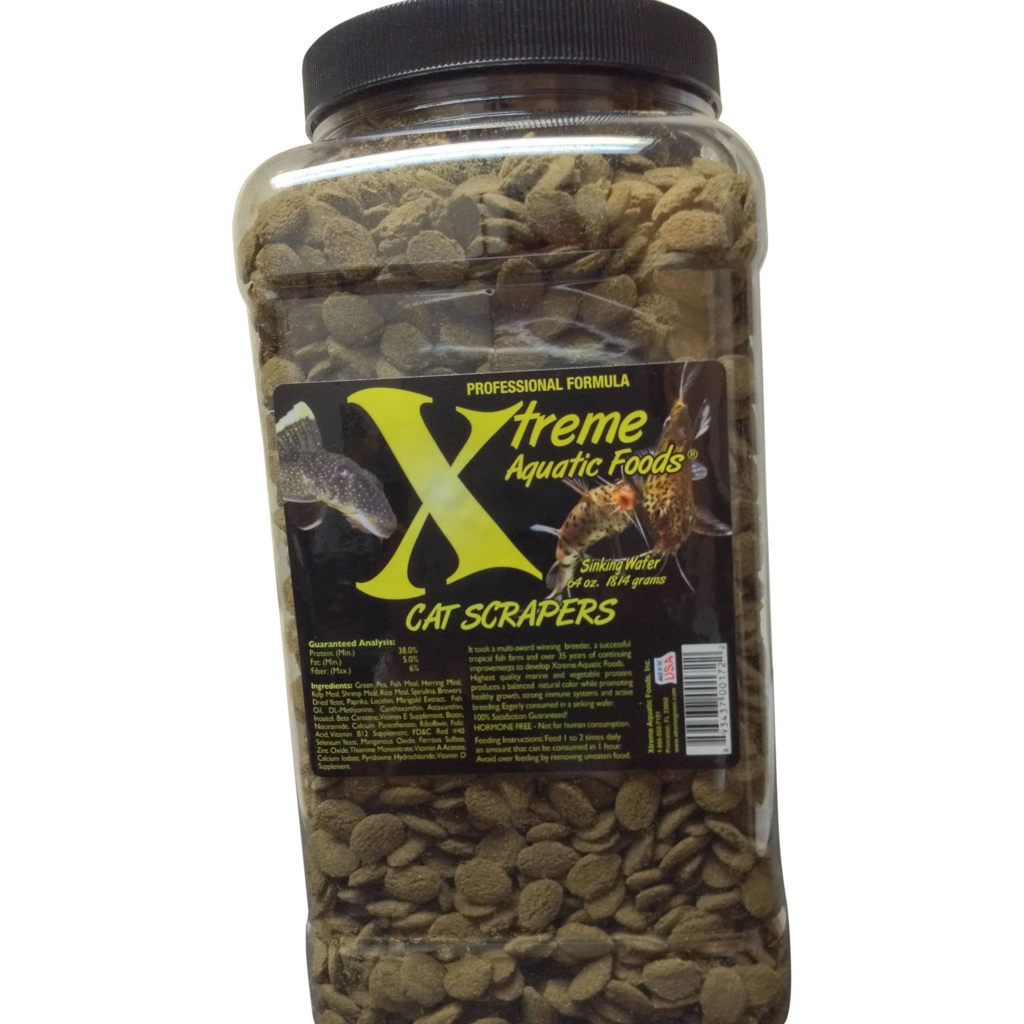 Xtreme Aquatic Cat Scrapers Sinking Algae Wafers Fish Food, 64 oz ...