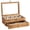 Brown, variant on Honiway 3-Layer Fine Silverware Box with Glass Lid & Drawer, Luxury Style Decor Flatware Storage (Walnut)