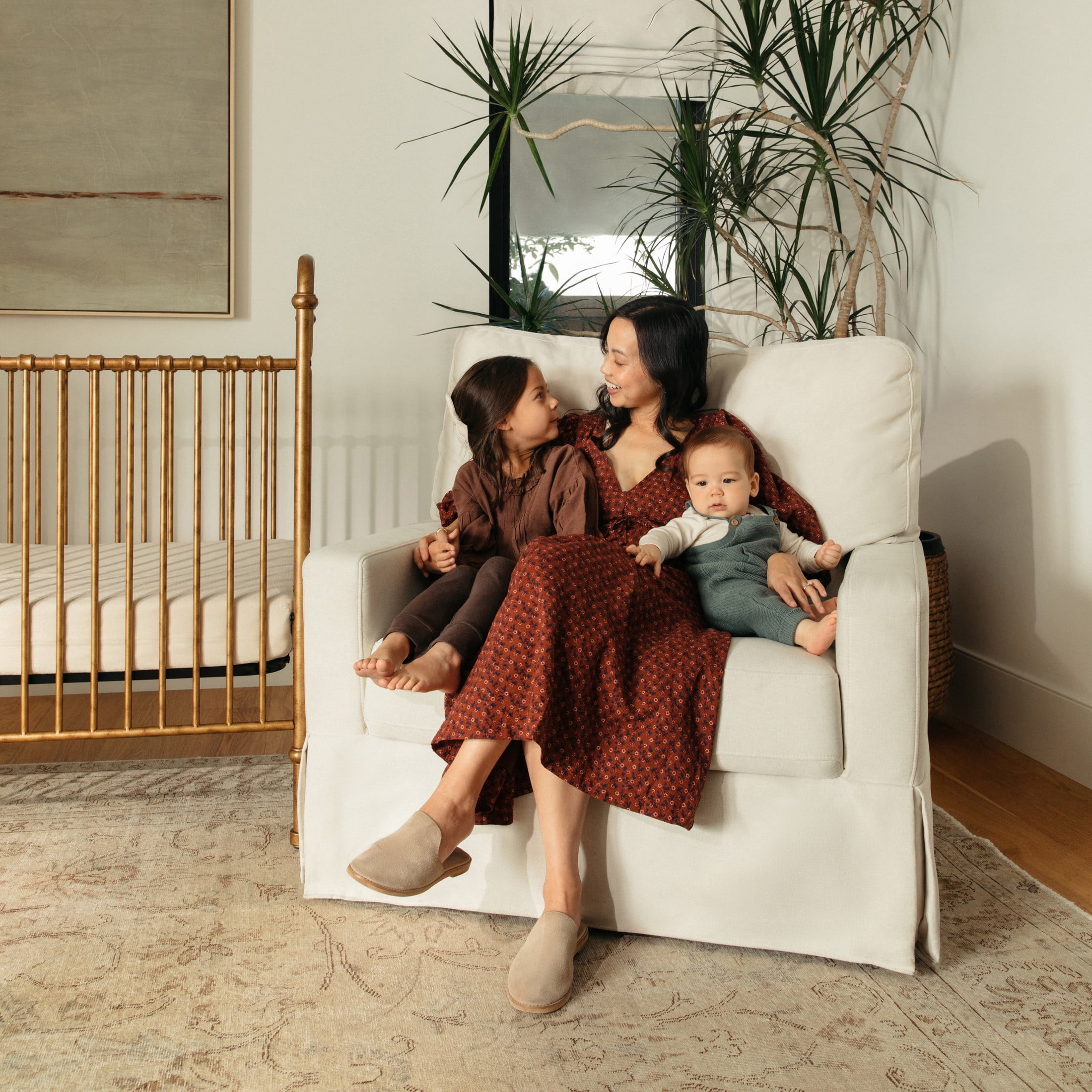 Namesake Crawford Pillowback Chair and a Half Comfort Swivel Glider