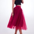 thumbnail image 5 of DuoJiaJ Tulle Skirts for Women Knee Length Layered Plus Size A-Line Skirts Mesh High Waist Party Skirt,Red One Size, 5 of 5